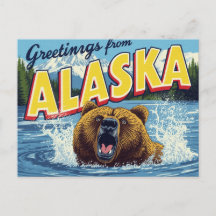 Ours Brun Grizzli d'Alaska Rugissant Art