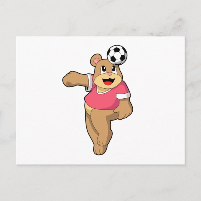 Carte Postale Ours comme joueur de football avec Football.PNG (Devant)