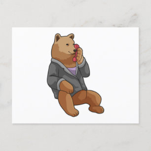 Carte Postale Ours comme secrétaire au téléphone