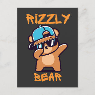 Carte Postale Ours Cool Rizzly avec lunettes de soleil