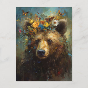 Carte Postale Ours dans une couronne florale