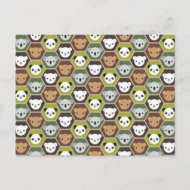 Carte Postale Ours d'automne de Kawaii (Devant)