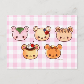Carte Postale Ours de dessert Pudding Cinnamon Pancake Crêpe Moc