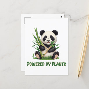 Carte Postale Ours de panda propulsé par des plantes