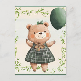 Carte Postale Ours de robe vert plaqué avec poil