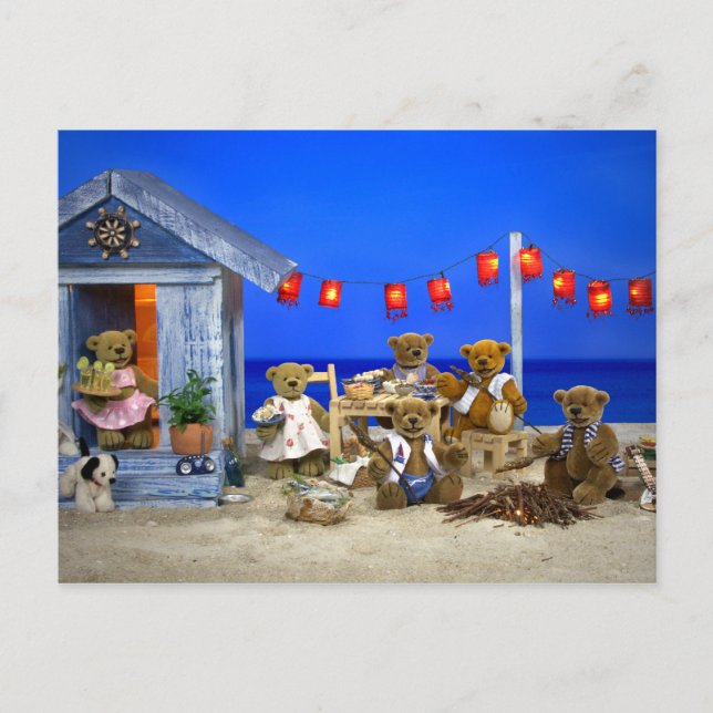Carte Postale Ours Dinky : Beach Party (Devant)
