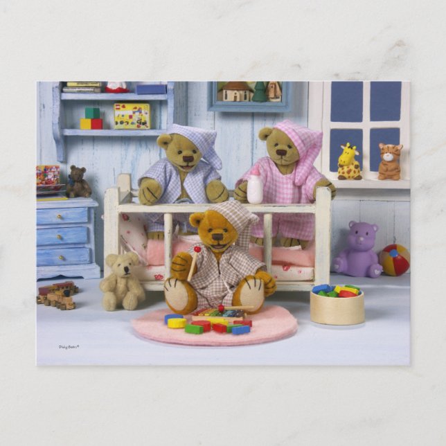 Carte Postale Ours Dinky : Partie de sciage (Devant)