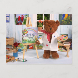 Carte Postale Ours Dinky : Petit Peintre