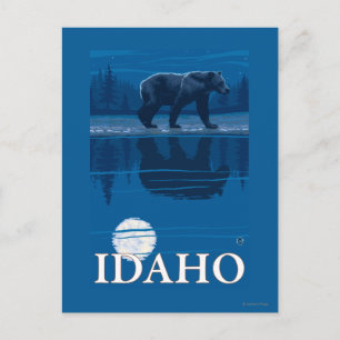 Carte Postale Ours en clair de luneIdahoAffiche de voyage Vintag