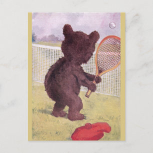 Carte Postale Ours En Feux Jouant Au Tennis