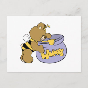 Carte Postale Ours en Nounours Abeille Miel Idiot