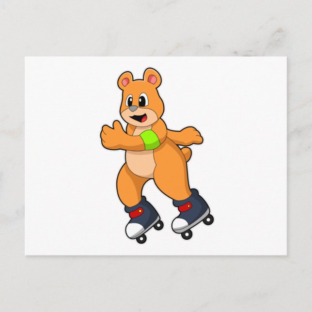 Carte Postale Ours en patineur avec des rollers (Devant)