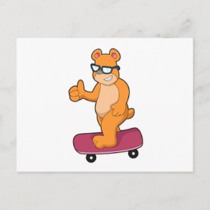 Carte Postale Ours en patineur avec skateboard