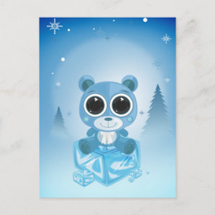 Carte Postale Ours en peluche - bleu Cool