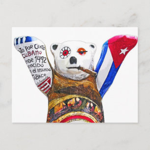 Carte Postale Ours en peluche cubain avec cigar, dos blanc(pst)