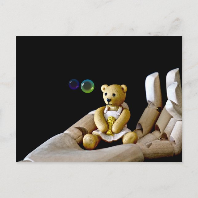 Carte Postale Ours en peluche dans les bulles d'observation de l (Devant)