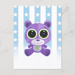 Carte Postale Ours en peluche - oeil étoilé pourpre
