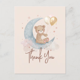 Carte Postale Ours en peluche Over The Moon Baby Shower Merci