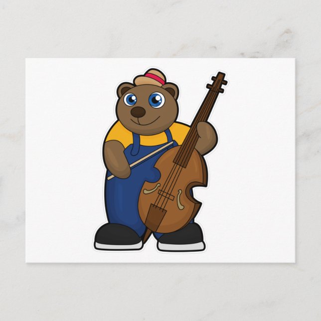 Carte Postale Ours en tant que musicien avec guitare (Devant)