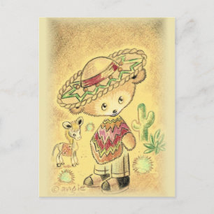 Carte Postale Ours En Teddy Mexicain À Sombrero
