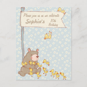 Carte Postale Ours et colliers Enfants Invitation Anniversaire