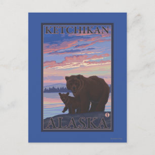 Carte Postale Ours et couteaux - Ketchikan, Alaska