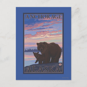 Carte Postale Ours et cub - Anchorage, Alaska