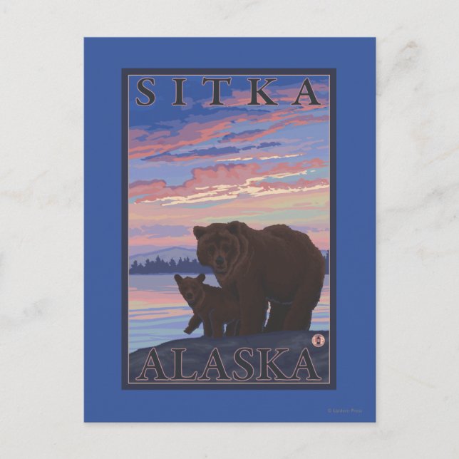 Carte Postale Ours et CUB - Sitka, Alaska (Devant)
