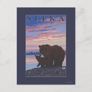 Carte Postale Ours et cub - Sitka, Alaska