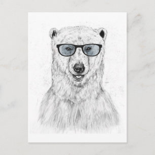 Carte Postale Ours geek (bleu)