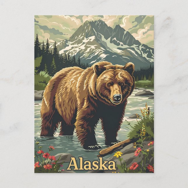 Carte Postale Ours grizzli de l'Alaska (Devant)