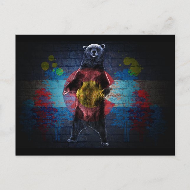 Carte postale ours grunge drapeau Colorado graffit (Devant)