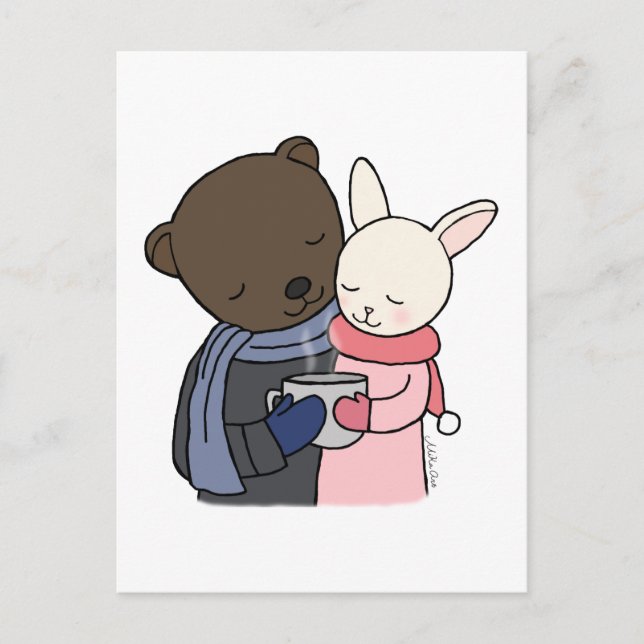 Carte postale Ours & Lapin Ours Bunny Love Carte A (Devant)