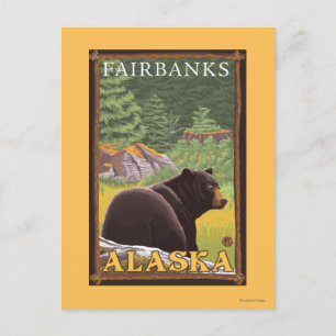 Carte Postale Ours noir en forêt - Fairbanks, Alaska