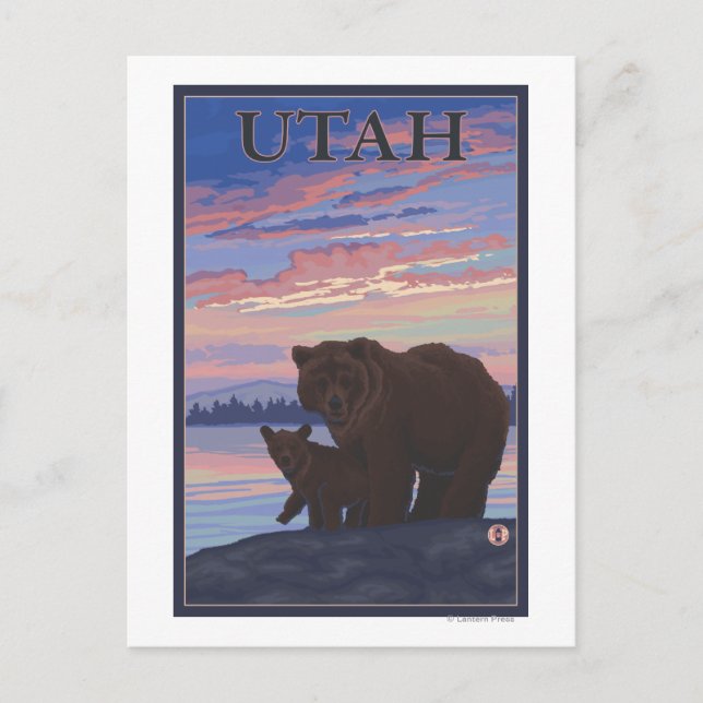Carte Postale Ours noir et oursonUtah (Devant)