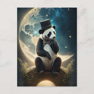 Carte Postale Ours Panda de la Lune de chapeau vintage