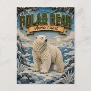 Carte Postale Ours polaire côte arctique POPCUT