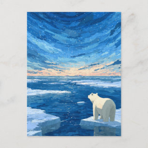 Carte Postale Ours Polaire Géant Lumineux Nuit Arctique Lune