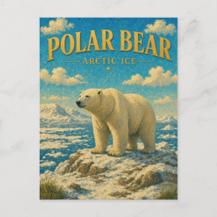 Carte Postale Ours Polaire Glace Arctique Aquarelle GeoSaga
