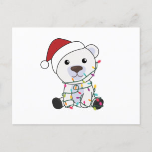 Carte Postale Ours polaire Noël Neige hiver Animaux Polaires