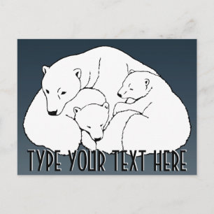Carte postale Ours Polaire Ours Famille Art Cartes