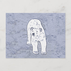 Carte Postale Ours polaire sur la peinture sur glace - Art origi