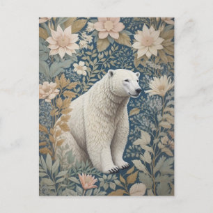 Carte Postale Ours polaire William Morris Inspiré Floral