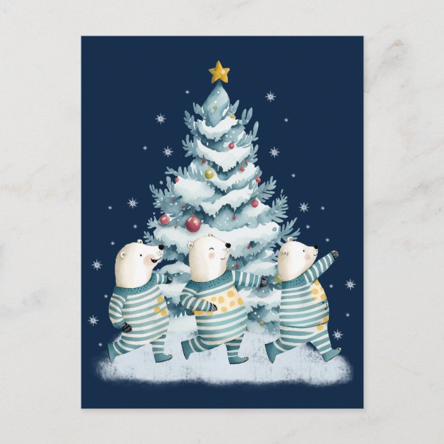 Carte Postale Ours polaires à l'aquarelle (Devant)