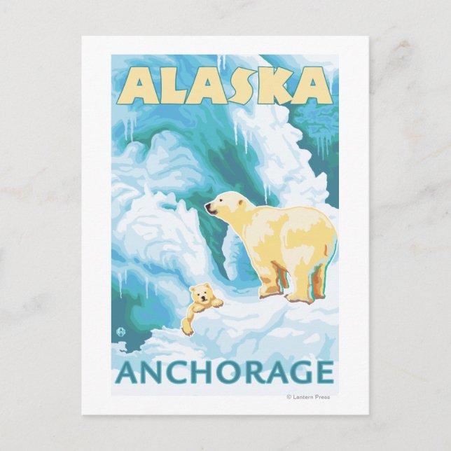 Carte Postale Ours Polaires & Cub - Anchorage, Alaska (Devant)