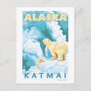 Carte Postale Ours polaires & Cub - Latouche, Alaska