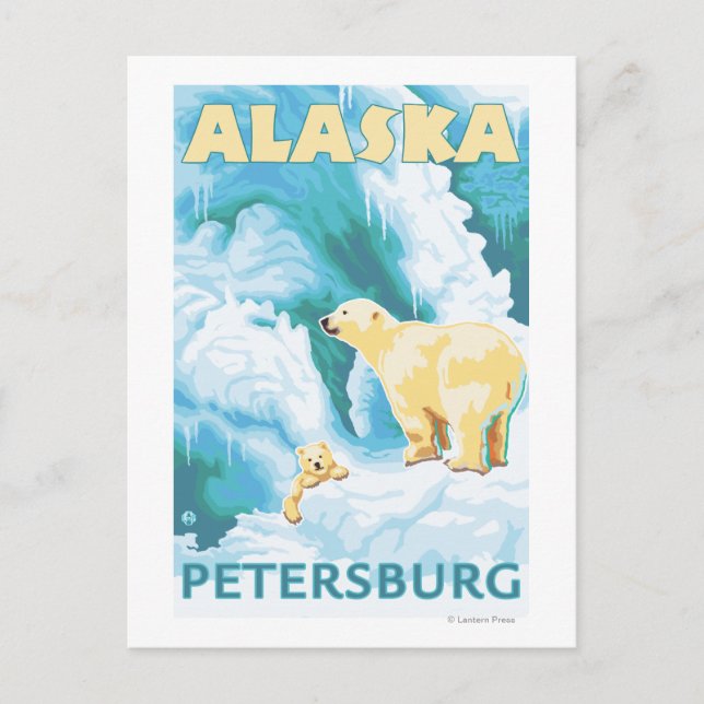 Carte Postale Ours polaires & Cub - Petersburg, Alaska (Devant)