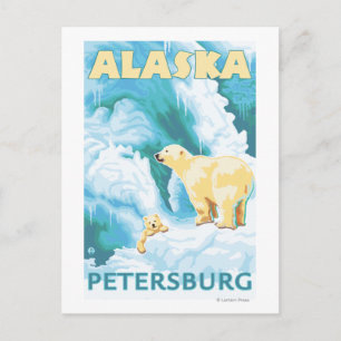 Carte Postale Ours polaires & Cub - Petersburg, Alaska