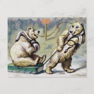 Carte Postale Ours polaires victoriens Noël