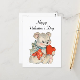 Carte Postale ours rétro vintage Valentine